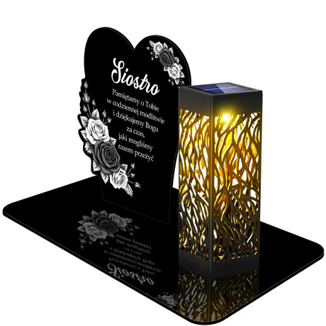 ZNICZ SOLARNY LED WIECZNY PODSTAWKA NA CMENTARZ GRÓB lampka Kwiaty 3D dla Siostry