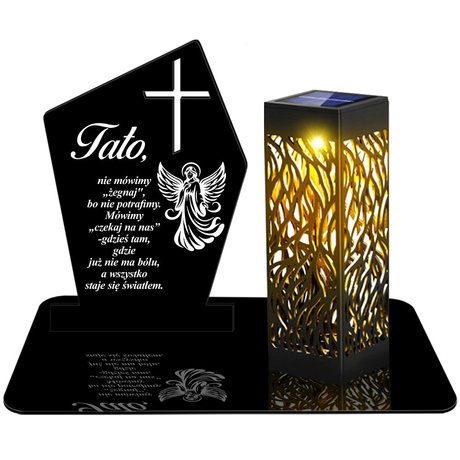 ZNICZ SOLARNY LED WIECZNY PODSTAWKA NA CMENTARZ GRÓB lampka Krzyż 3D dla Taty