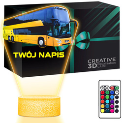 LAMPKA NOCNA LED 3D AUTOBUS AUTOKAR DLA KIEROWCY prezent dla dziecka URODZINY statuetka + pilot