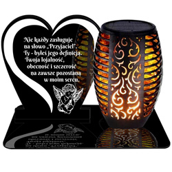 ZNICZ SOLARNY LED WIECZNY PODSTAWKA NA CMENTARZ GRÓB Serce EFEKT PŁOMIENIA