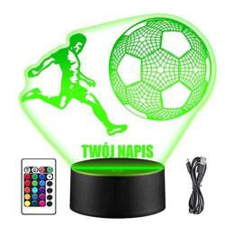 LAMPKA NOCNA LED PIŁKARZ PIŁKA NOŻNA 3D + PILOT prezent URODZINY statuetka