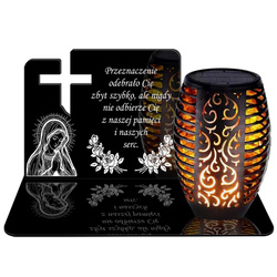 ZNICZ SOLARNY LED WIECZNY PODSTAWKA NA CMENTARZ GRÓB Krzyż EFEKT PŁOMIENIA