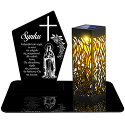 ZNICZ SOLARNY LED WIECZNY PODSTAWKA NA CMENTARZ GRÓB lampka Krzyż 3D dla Syna