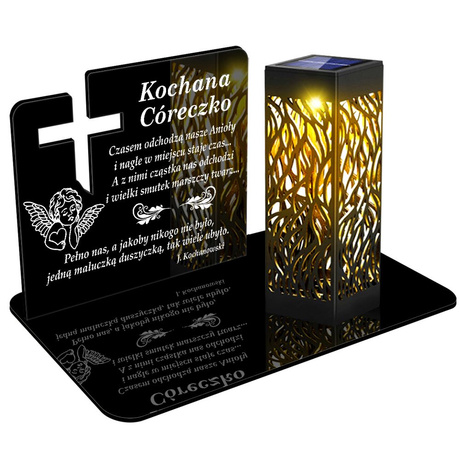 ZNICZ SOLARNY LED WIECZNY PODSTAWKA NA CMENTARZ GRÓB lampka Krzyż 3D DLA CÓRKI