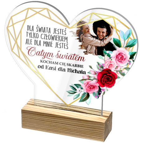 SERCE NA Walentynki prezent ze zdjęciem statuetka NIEGO NIEJ żony męża
