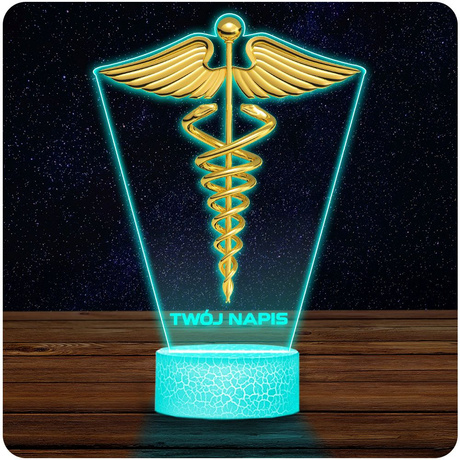 LAMPKA NOCNA LED 3D Służba Zdrowia dla Lekarza prezent dla dziecka URODZINY statuetka + pilot