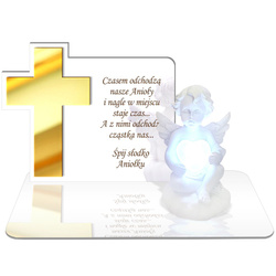 ZNICZ LED GRÓB Dziecka Córki Syna ANIOŁEK PODSTAWKA NA CMENTARZ BIAŁY ANIOŁ