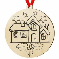 Drewniana bombka na choinkę do malowania RYSOWANKA