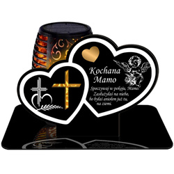 ZNICZ SOLARNY LED WIECZNY PODSTAWKA NA CMENTARZ GRÓB Serce EFEKT PŁOMIENIA DLA MAMY