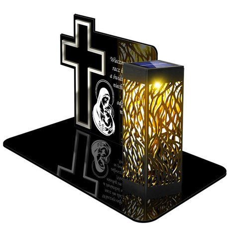 ZNICZ SOLARNY LED WIECZNY PODSTAWKA NA CMENTARZ GRÓB lampka Krzyż 3D 