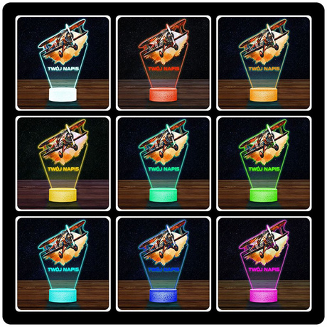 LAMPKA NOCNA LED 3D z imieniem SAMOLOT prezent dla dziecka URODZINY statuetka + pilot