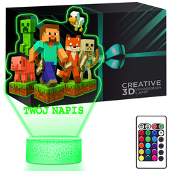 LAMPKA NOCNA LED 3D MINECRAFT GRA prezent dziecka URODZINY statuetka