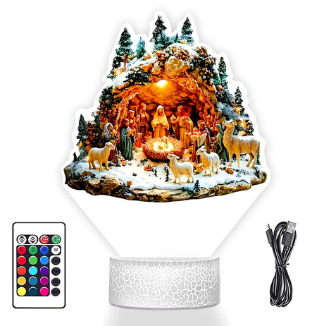 LAMPKA NOCNA LED 3D SZOPKA BOŻE NARODZENIE prezent dla dziecka NA ŚWIĘTA