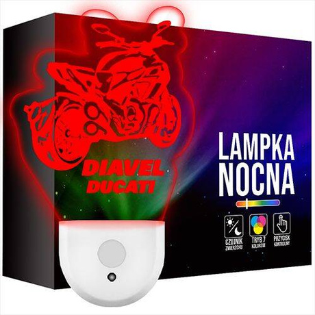 Lampka Nocna LED dla Dzieci DIAVEL DUCATI MOTO do kontaktu gniazdka CZUJNIK