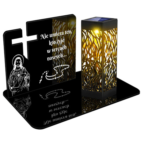 ZNICZ SOLARNY LED WIECZNY PODSTAWKA NA CMENTARZ GRÓB lampka Krzyż 3D 