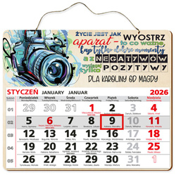 DREWNIANY KALENDARZ 2026 PREZENT FOTOGRAF UPOMINEK POD CHOINKĘ ŚWIĘTA