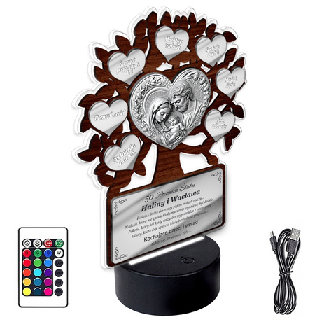 OBRAZ LED Prezent na Rocznicę Ślubu DRZEWKO SZCZĘŚCIA 10 25 30 40 50 GRAWER