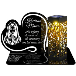 ZNICZ SOLARNY LED WIECZNY PODSTAWKA NA CMENTARZ GRÓB lampka Napis Serce 3D  DLA MAMY