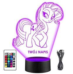LAMPKA NOCNA LED RARITY MY LITTLE PONY 3D +PILOT prezent URODZINY statuetka