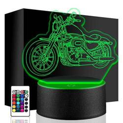 LAMPKA NOCNA LED MOTOR MOTOCYKL 3D + PILOT prezent URODZINY statuetka