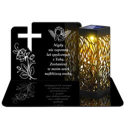 ZNICZ SOLARNY LED WIECZNY PODSTAWKA NA CMENTARZ GRÓB lampka Krzyż 3D