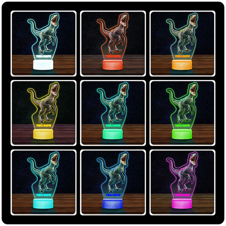 LAMPKA NOCNA LED 3D DINOZAUR JURASSIC prezent dziecka URODZINY statuetka