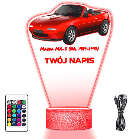 LAMPKA NOCNA LED 3D AUTO Mazda MX-5 prezent dla dziecka URODZINY statuetka + pilot