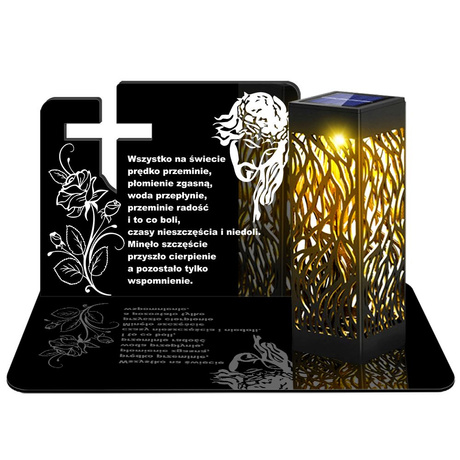 ZNICZ SOLARNY LED WIECZNY PODSTAWKA NA CMENTARZ GRÓB lampka Krzyż 3D