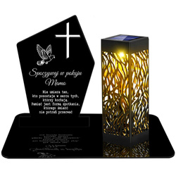 ZNICZ SOLARNY LED WIECZNY PODSTAWKA NA CMENTARZ GRÓB lampka Krzyż 3D dla Mamy