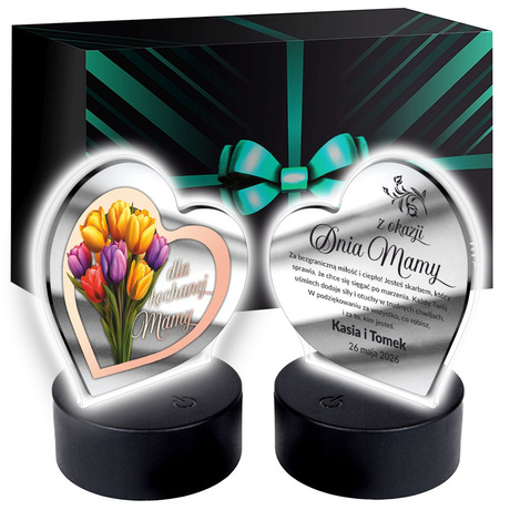 OBRAZEK LED prezent DLA MAMY MATKI STATUETKA z personalizacją SERCE