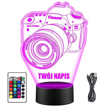 LAMPKA NOCNA LED APARAT CANON + PILOT prezent URODZINY statuetka