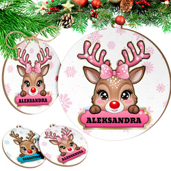 BOMBKA imieniem na CHOINKĘ Ozdoba CHOINKOWA Renifer ŚWIĘTA prezent