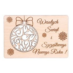 Drewniana kartka świąteczna na Boże Narodzenie