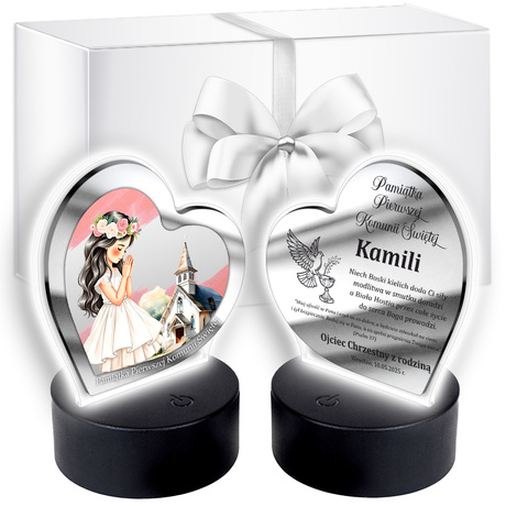 OBRAZEK LED Pamiątka Pierwszej Komunii Świętej Komunia PREZENT na Komunię dla dziewczynki i chłopca