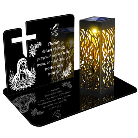 ZNICZ SOLARNY LED WIECZNY PODSTAWKA NA CMENTARZ GRÓB lampka Krzyż 3D 
