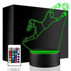 LAMPKA NOCNA LED BRAMKARZ PIŁKA NOŻNA 3D + PILOT prezent URODZINY statuetka