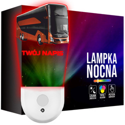 Lampka Nocna LED dla Dziecka AUTOBUS AUTOKAR DLA KIEROWCY gniazdka CZUJNIK