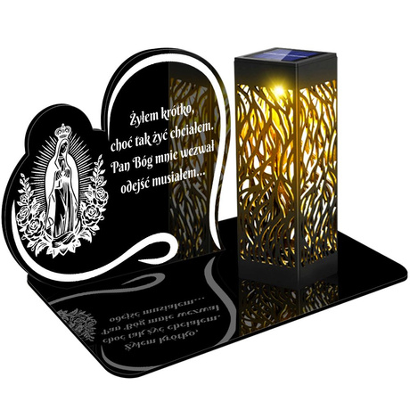 ZNICZ SOLARNY LED WIECZNY PODSTAWKA NA CMENTARZ GRÓB lampka Napis Serce 3D
