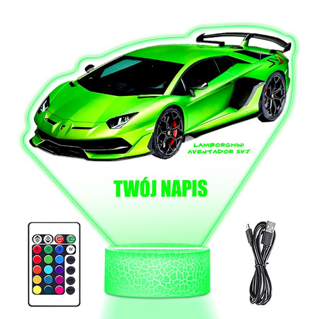 LAMPKA NOCNA LED 3D Samochód Lamborghini prezent dziecka URODZINY statuetka