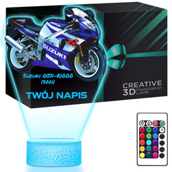 LAMPKA NOCNA LED 3D Motor Ścigacz Suzuki GSX-R1000 prezent dla dziecka URODZINY statuetka + pilot