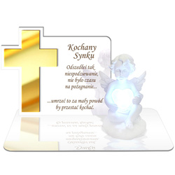 ZNICZ LED GRÓB Dziecka Córki Syna ANIOŁEK PODSTAWKA NA CMENTARZ BIAŁY ANIOŁ