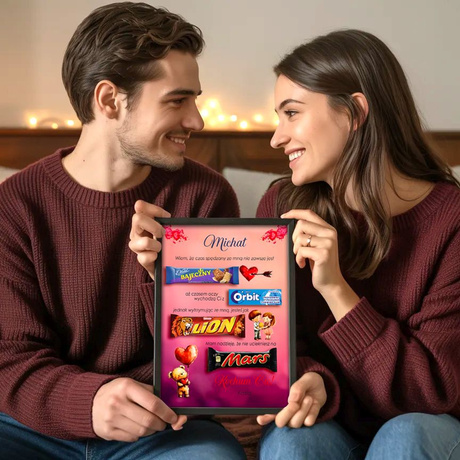 Prezent na Walentynki Tabliczka na Słodycze dla Niego Niej Słodki Upominek