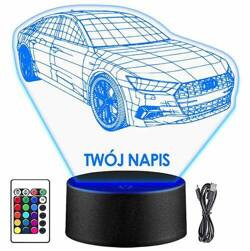 LAMPKA NOCNA LED AUDI SAMOCHÓD AUTO 3D + PILOT prezent URODZINY statuetka
