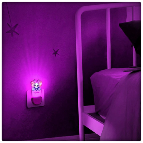 Lampka Nocna LED dla Dziecka MOTYL POCZWARKA kontaktu gniazdka CZUJNIK