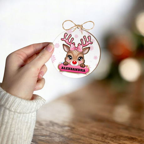 BOMBKA imieniem na CHOINKĘ Ozdoba CHOINKOWA Renifer ŚWIĘTA prezent