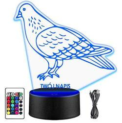 LAMPKA NOCNA LED GOŁĄB PTAK 3D + PILOT prezent URODZINY statuetka