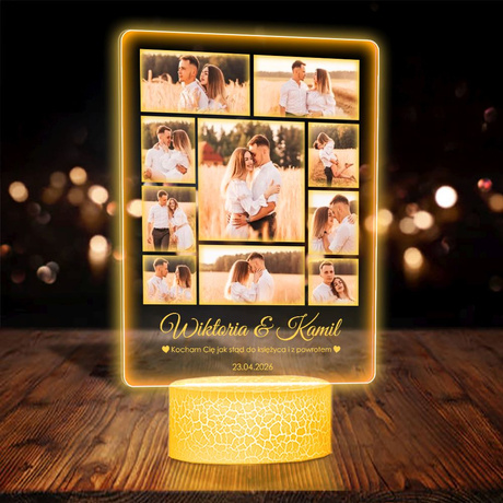 Lampka Nocna ramka prezent na WALENTYNKI DZIEWCZYNY chłopaka żony męża NIEJ z personalizacją