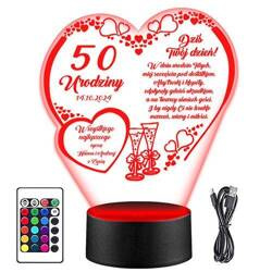LAMPKA NOCNA LED prezent DLA MAMY TATY DZIEWCZYNY CHŁOPAKA URODZINY SERCE