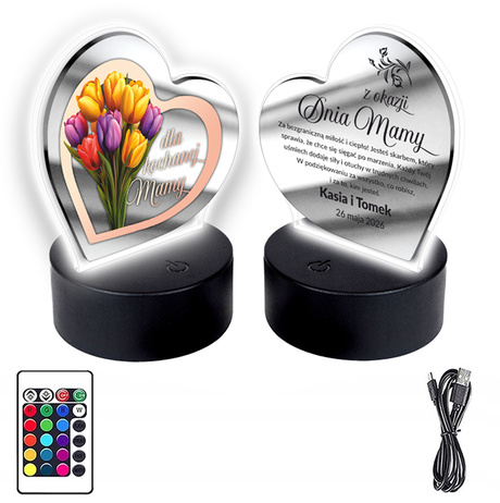 OBRAZEK LED prezent DLA MAMY MATKI STATUETKA z personalizacją SERCE
