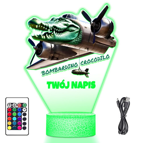 LAMPKA NOCNA LED 3D BOMBARDINO CROCODILO prezent dziecka URODZINY statuetka